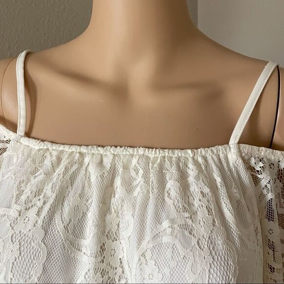 NWT J Gee Ivory Lace BoHo Off The Shoulder Dress Lined Size Small - Picture 7 of 13